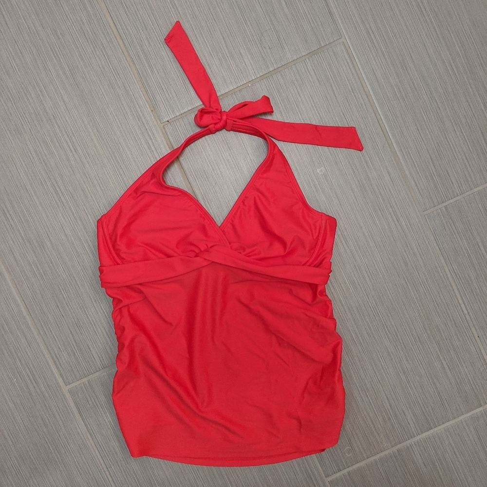 Athleta red halter swim top